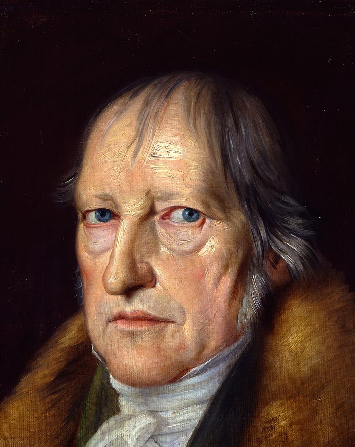 Hegel in old age, in a fur-collared coat and white cravat, looking out with a skeptical, tired expression